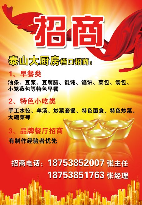 泰山大廚房檔口招商，歡迎致電詳詢！